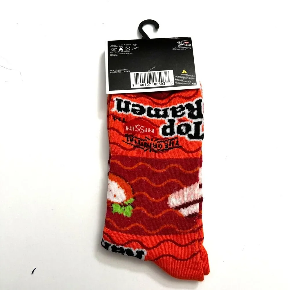 Odd Sox Unisex Top Ramen Soup Novelty Crew Socks Funny Retro 80s 90s Theme Red